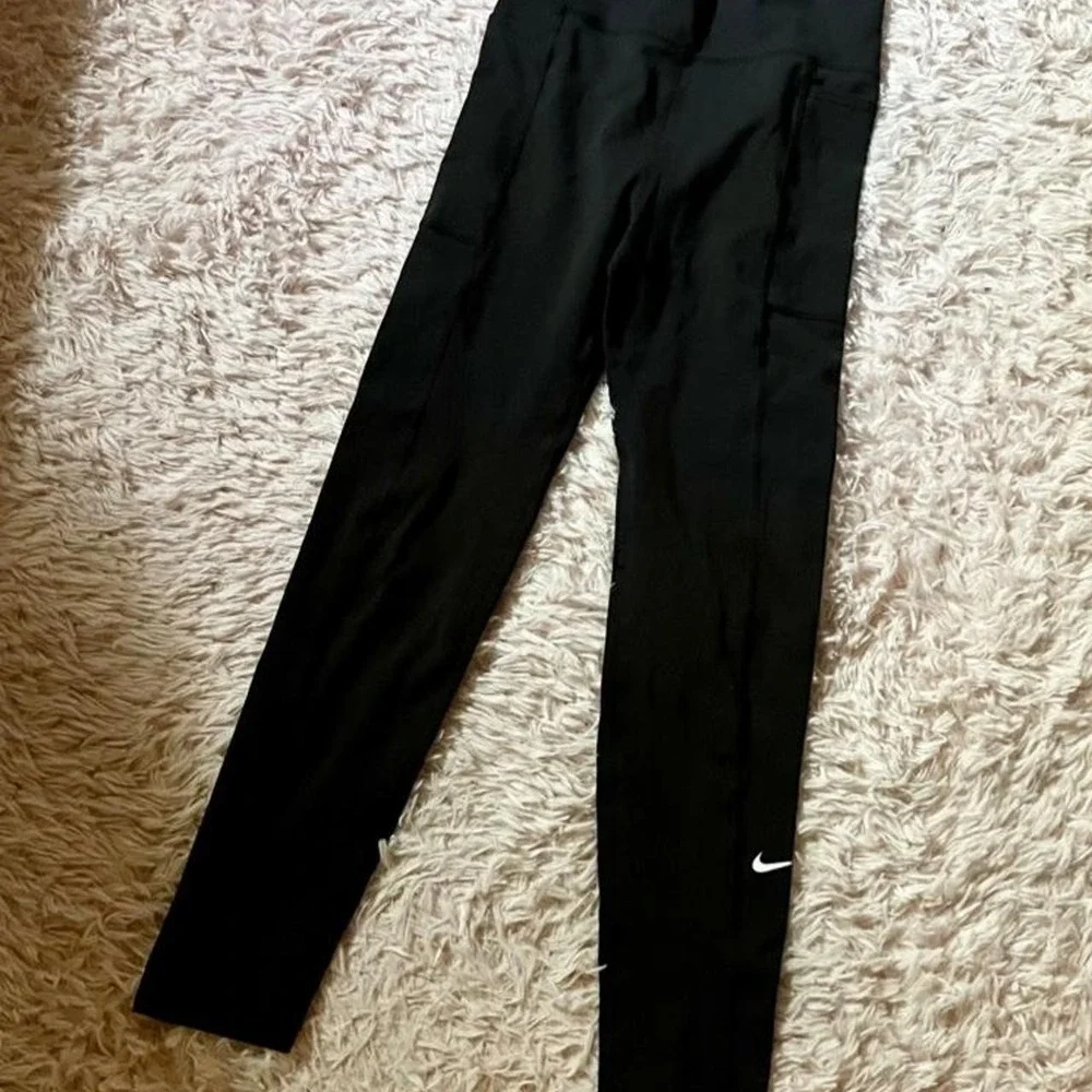 Nike One Classic Dri-Fit Athletic Black‎ Leggings Womens L Fitness Workout Gym